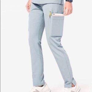 YOLA Figs: Dusty Blue straight leg skinny scrub